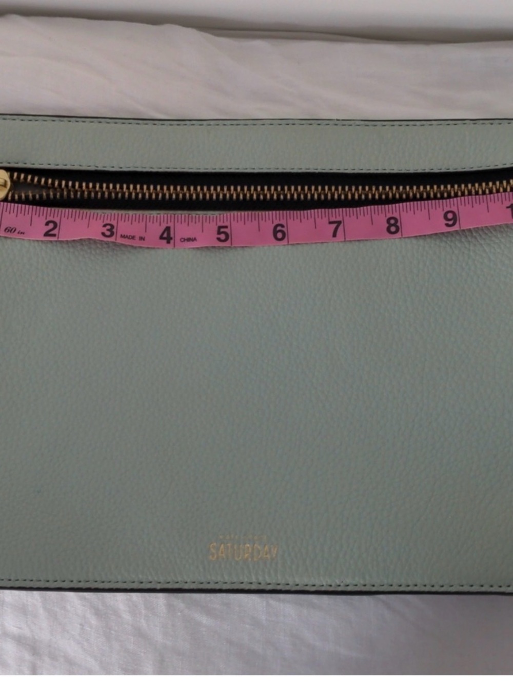 kate spade mint green leather clutch with gold zipper